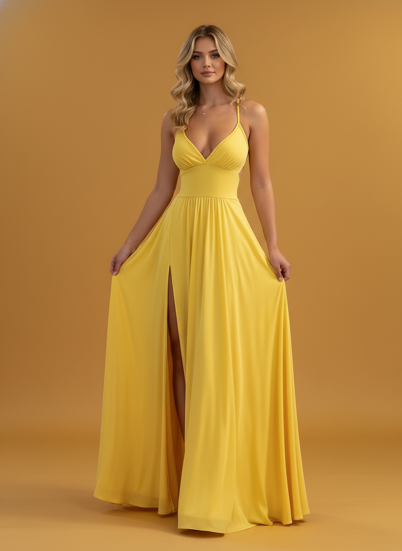 Sexy Deep V Neck Maxi Dress Spaghetti Strap Sleeveless