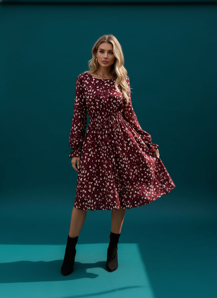 Printed Long Sleeve Dress