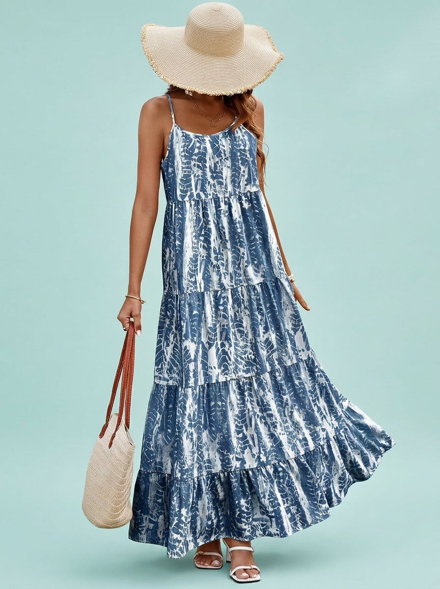 Strap Dress Stitching Tie-dye