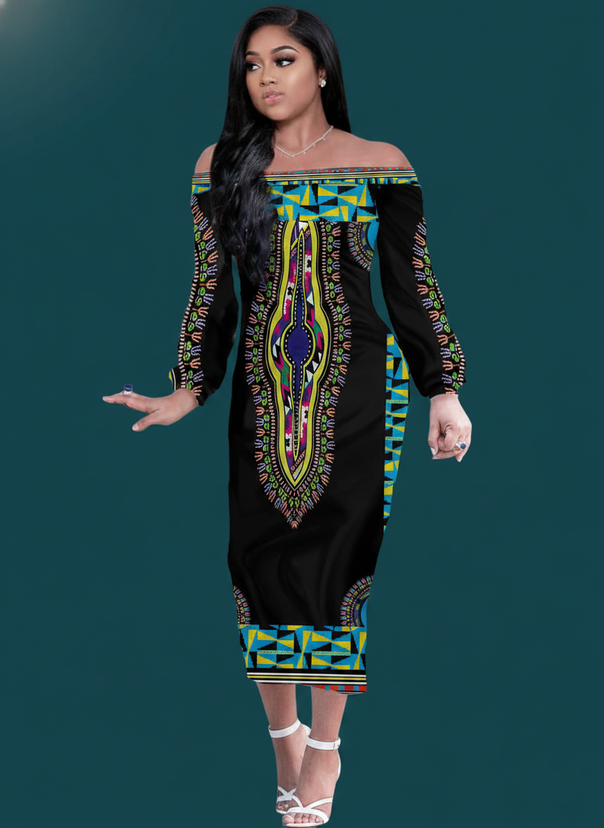 Shoulder Waist Dress Long Sleeve Sexy Beauty