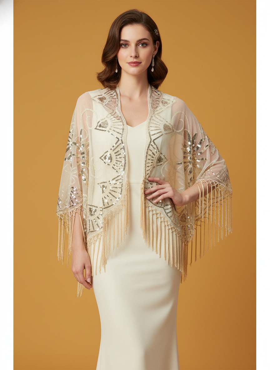 Flapper Gatsby Party Mesh Short Cover Up Dress Accessory