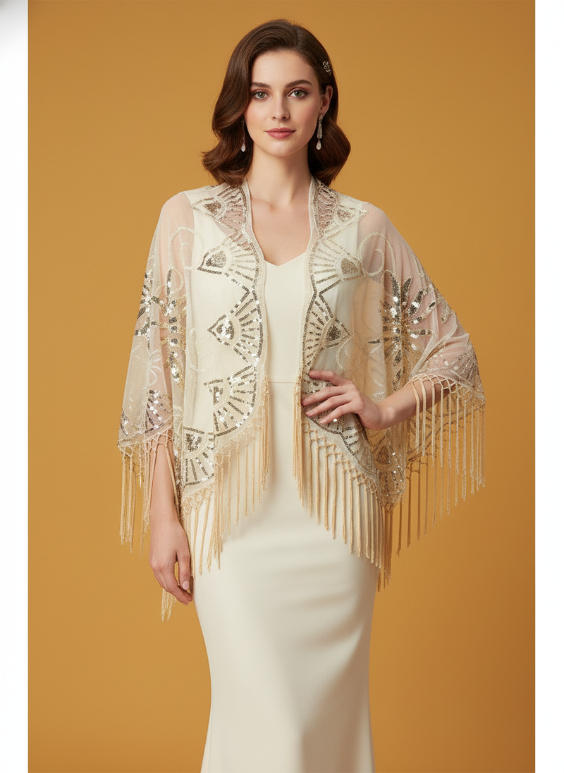 Flapper Gatsby Party Mesh Short Cover Up Dress Accessory