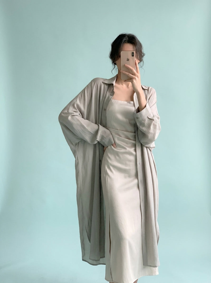 White Suspender Satin Dress