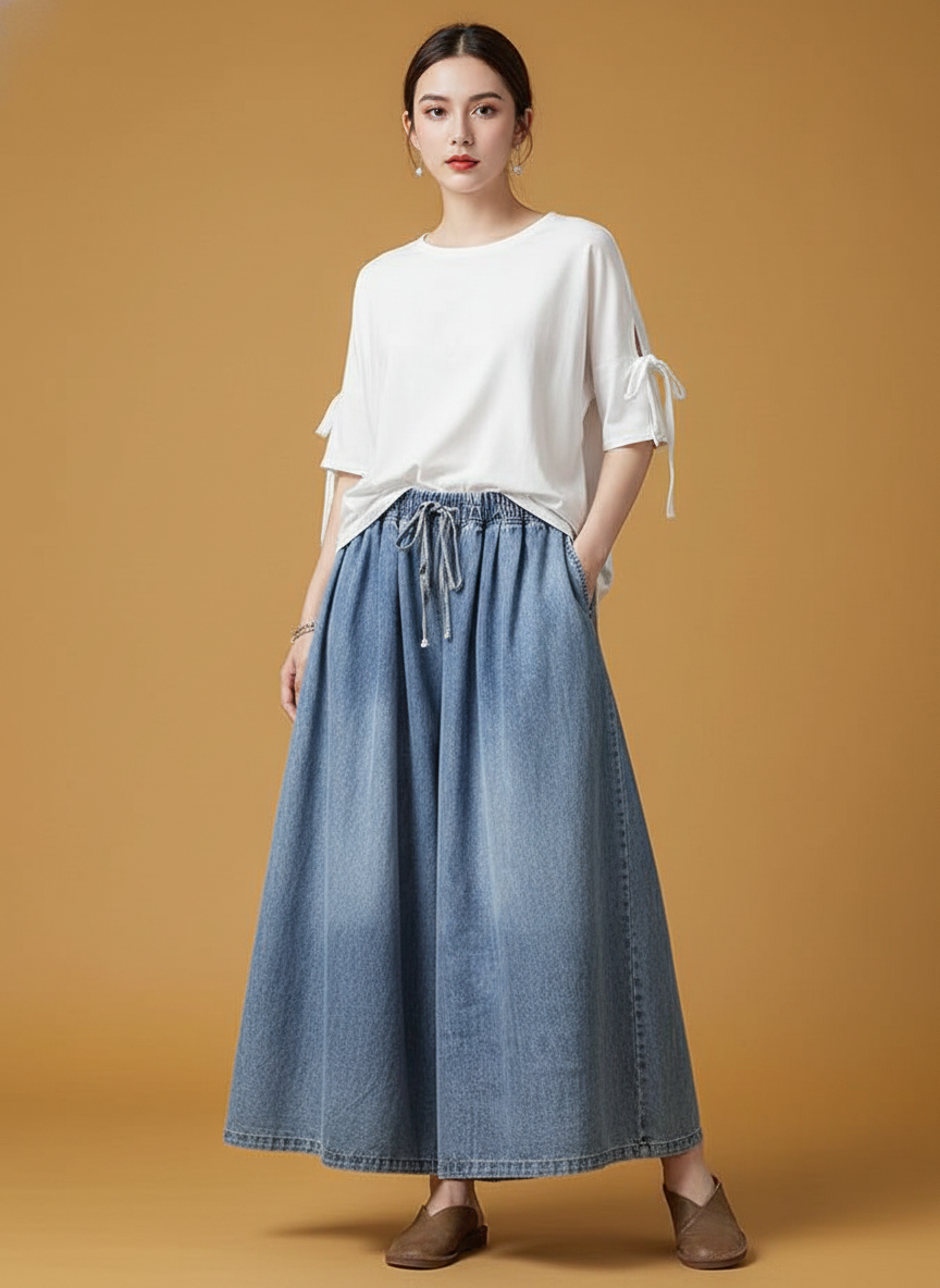 Wide Leg Slim Short Lantern Jeans
