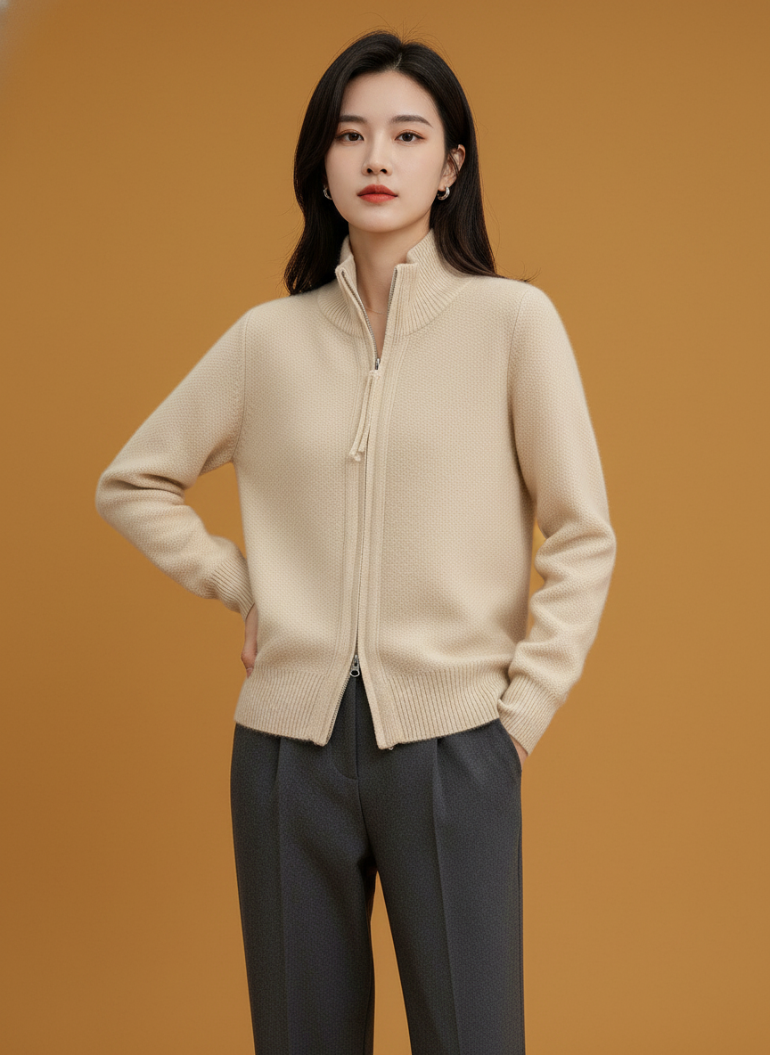 Half Turtleneck Short Sleeve Retro Solid Color Sweater Coat