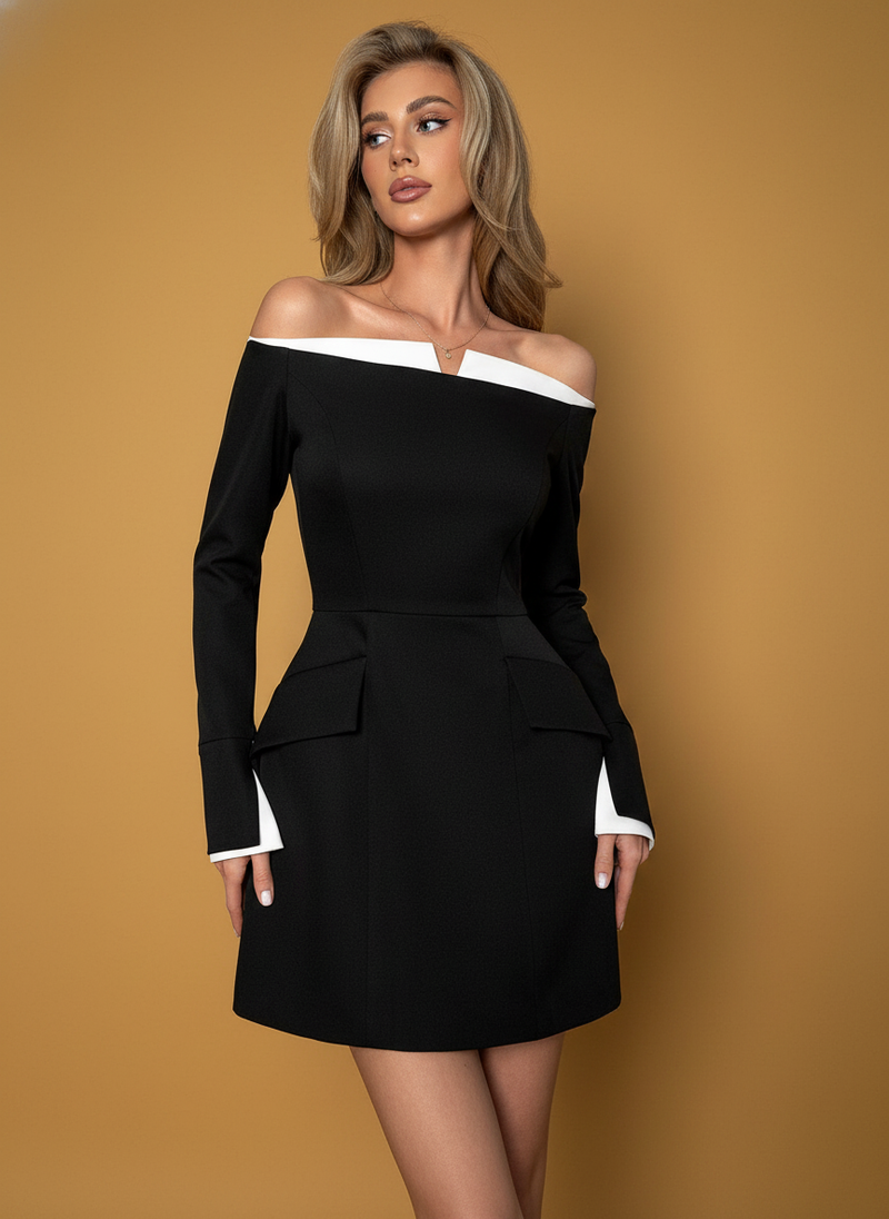 Sexy Tube Top Stitching Advanced Off-shoulder Long Sleeve