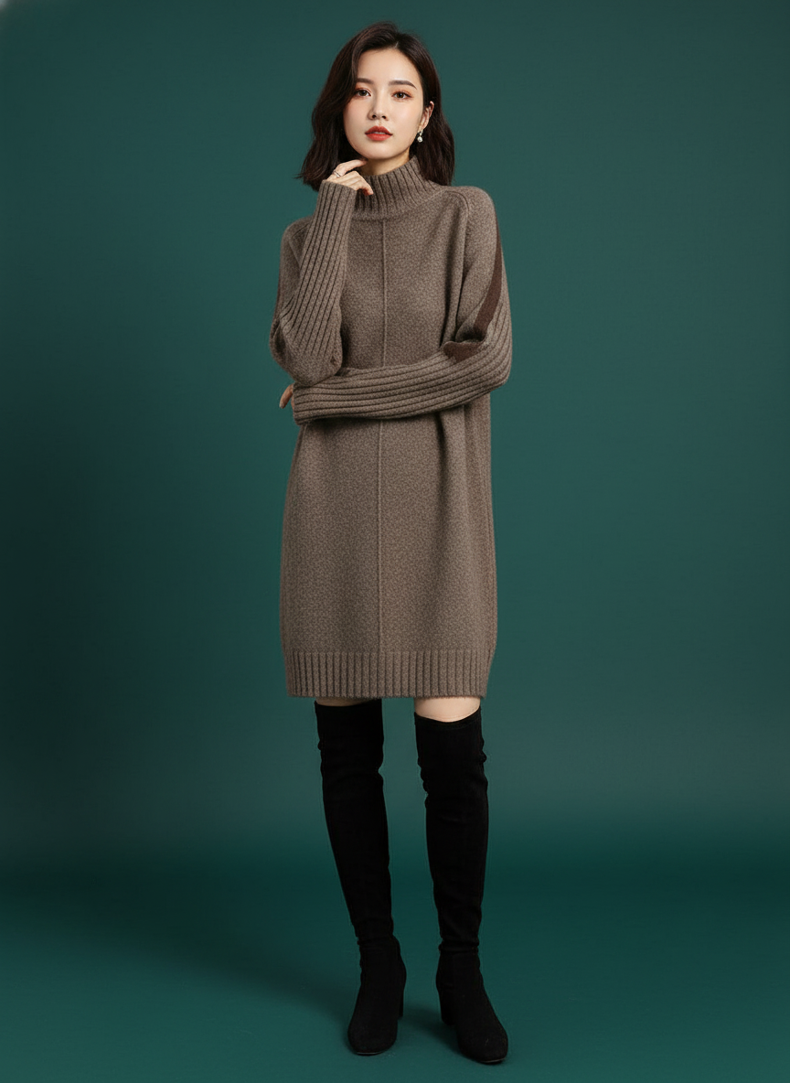 Half Turtleneck Color-matching Dress Sweater