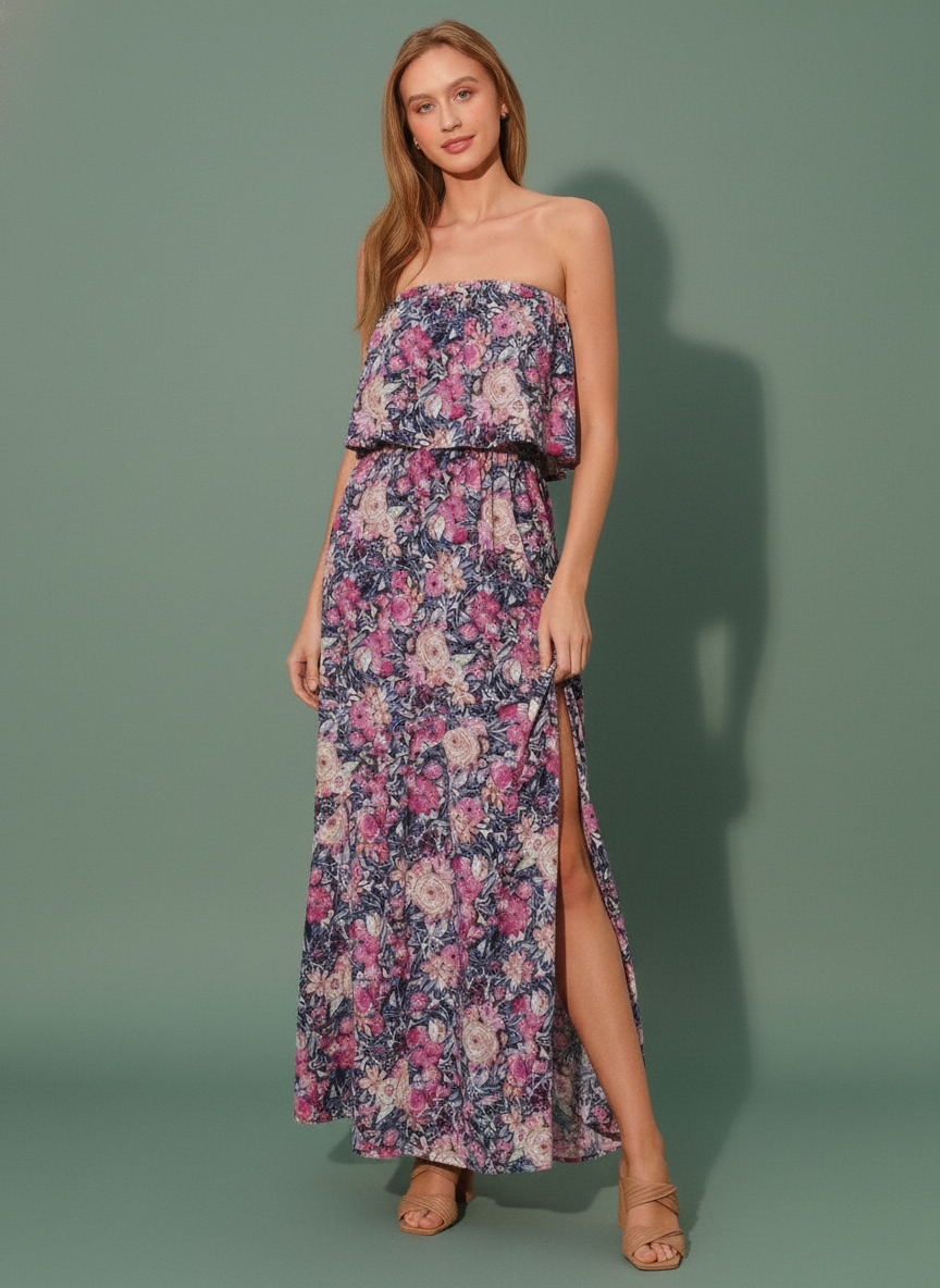 Bloom Party Strapless Maxi Dress