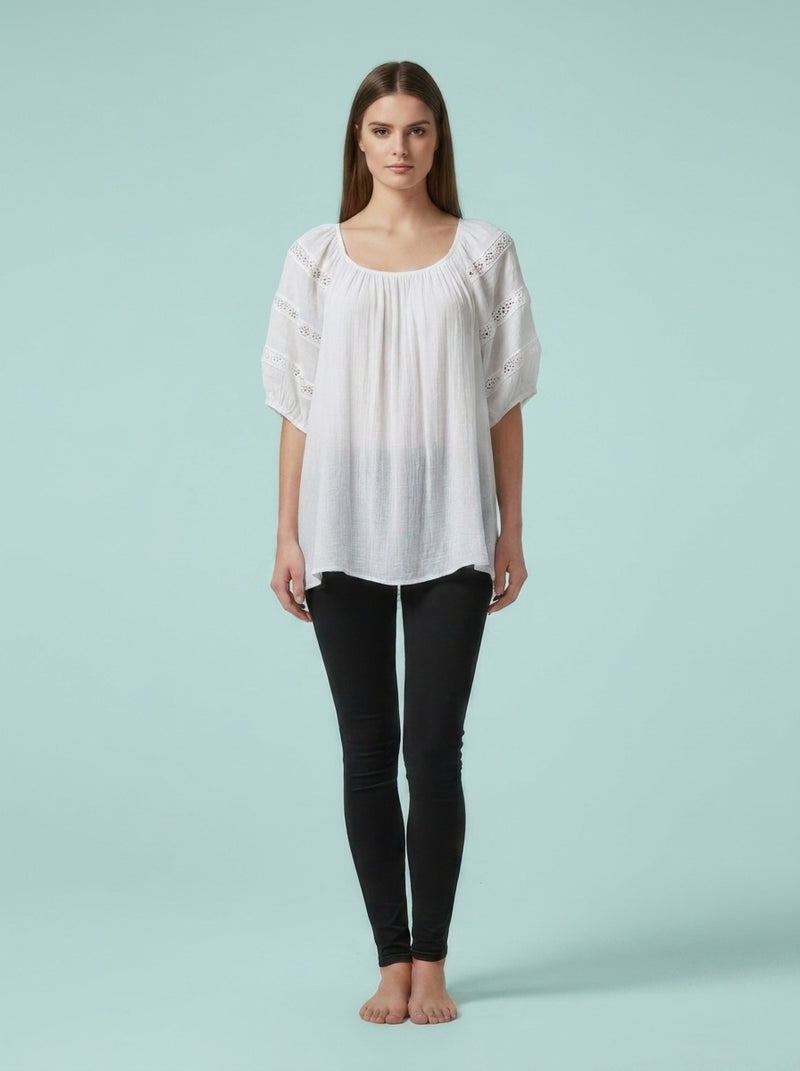 Unique Spectrum Solid Short Sleeve Blouse