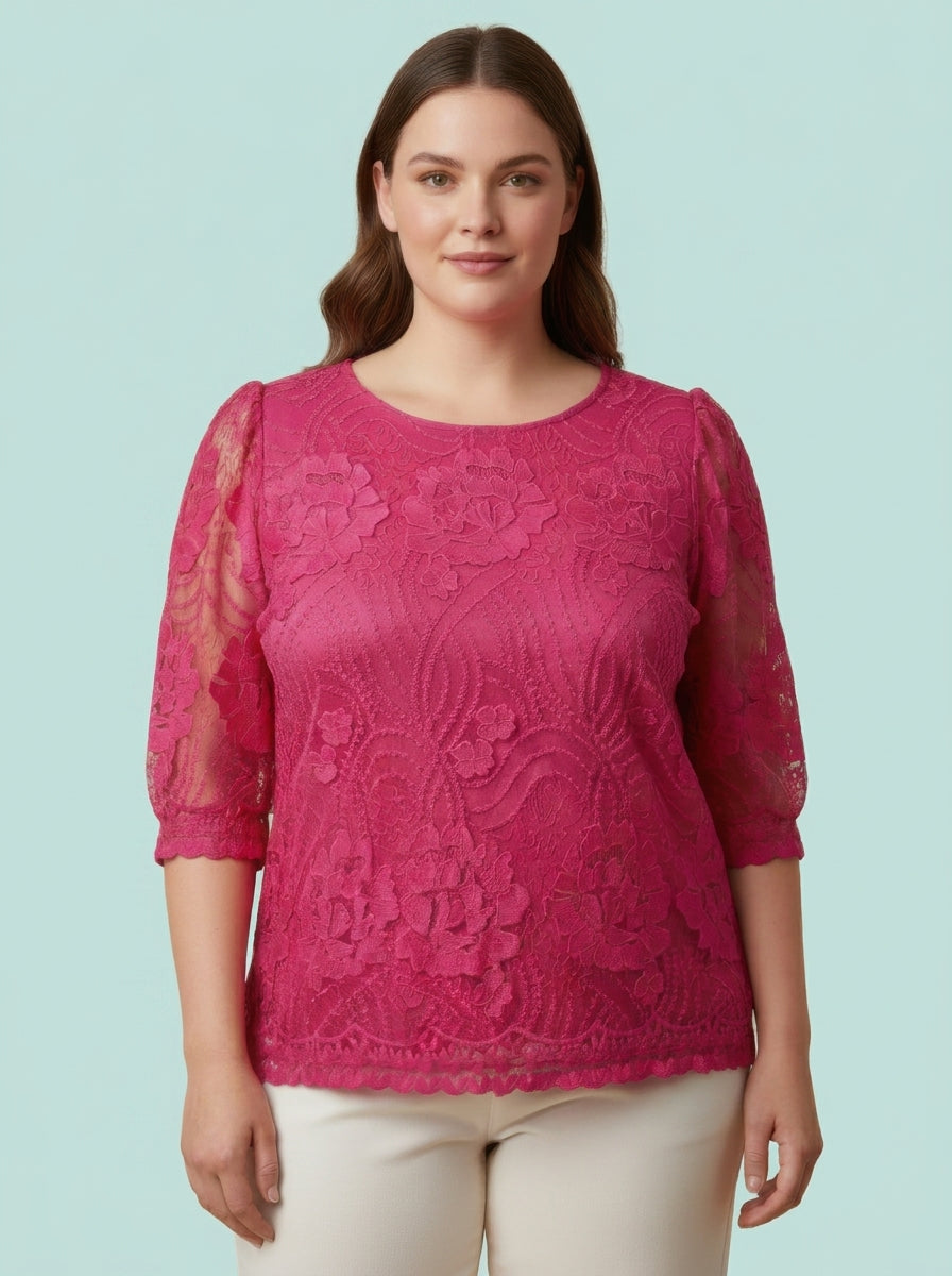 Elegant Floral Lace Sleeve Blouse