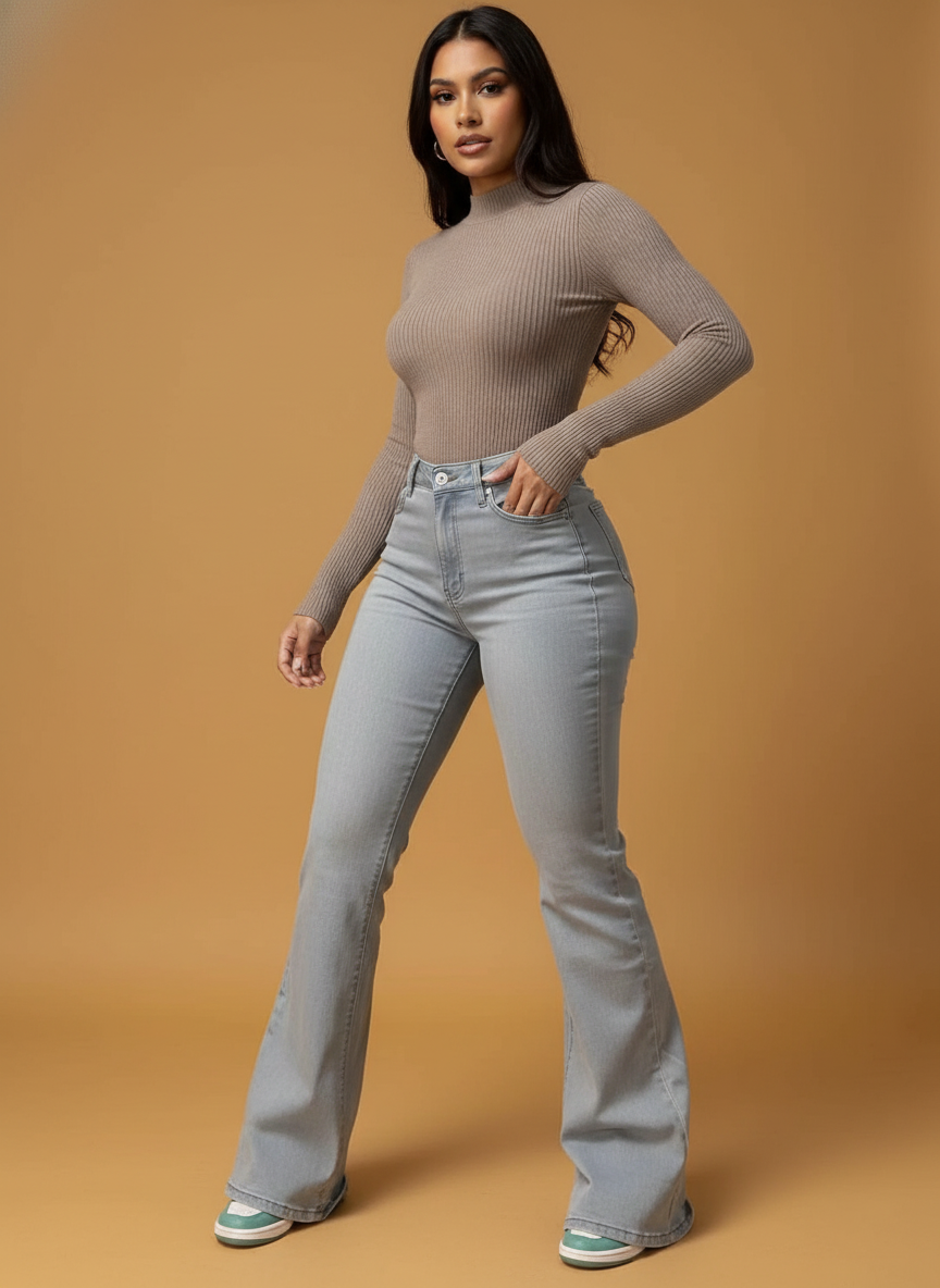High-Waisted Flare Leg Jeans