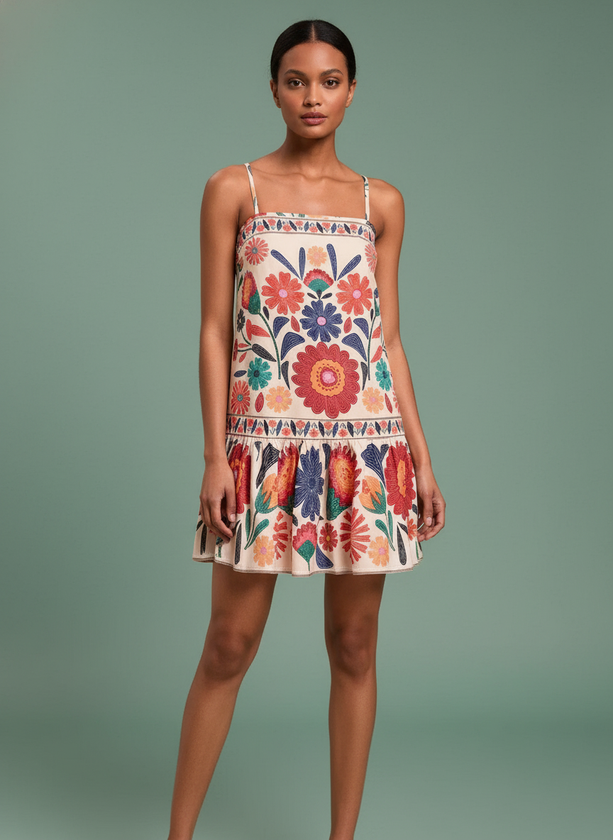 Plus Size Floral Print Sleeveless Mini Dress