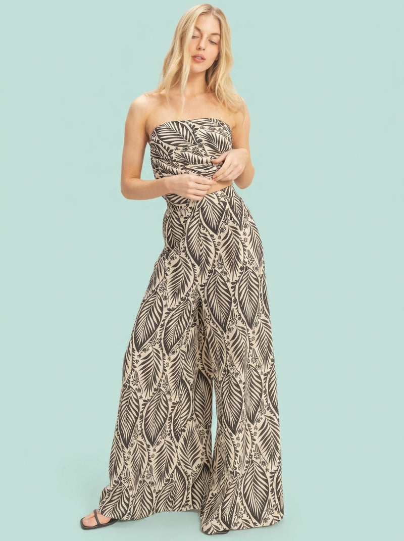 Strapless Top & Pant Print Set