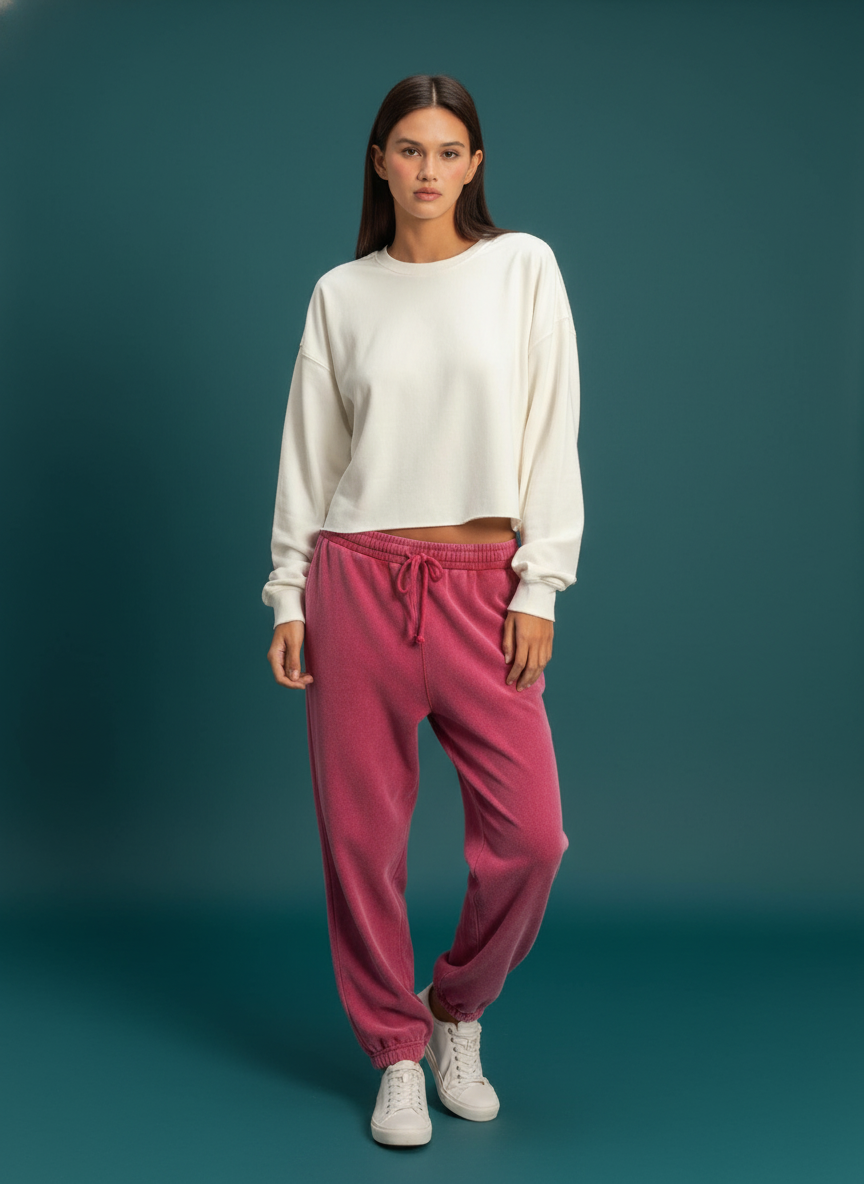 Cropped Mineral Wash Sweatshirt