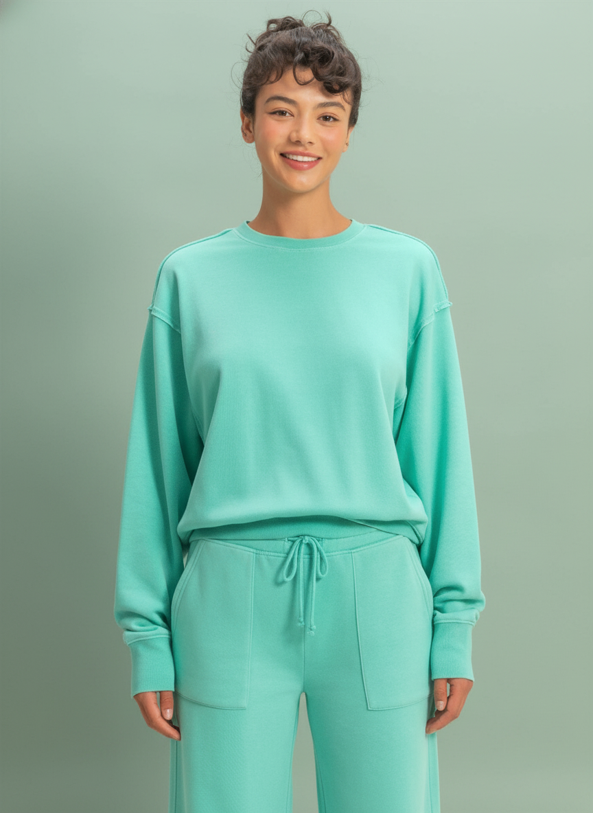 Raw Edge Detail Burnout Sweatshirt