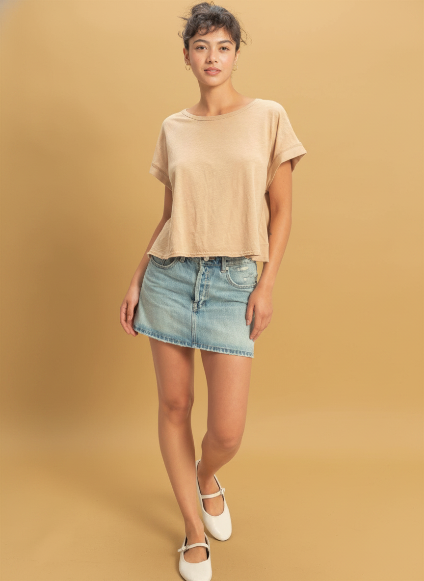Acid Washed Cross Detail Open Back Top