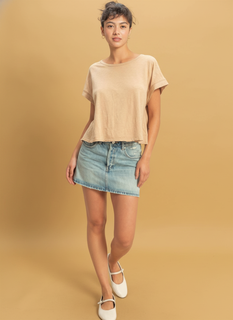 Acid Washed Cross Detail Open Back Top