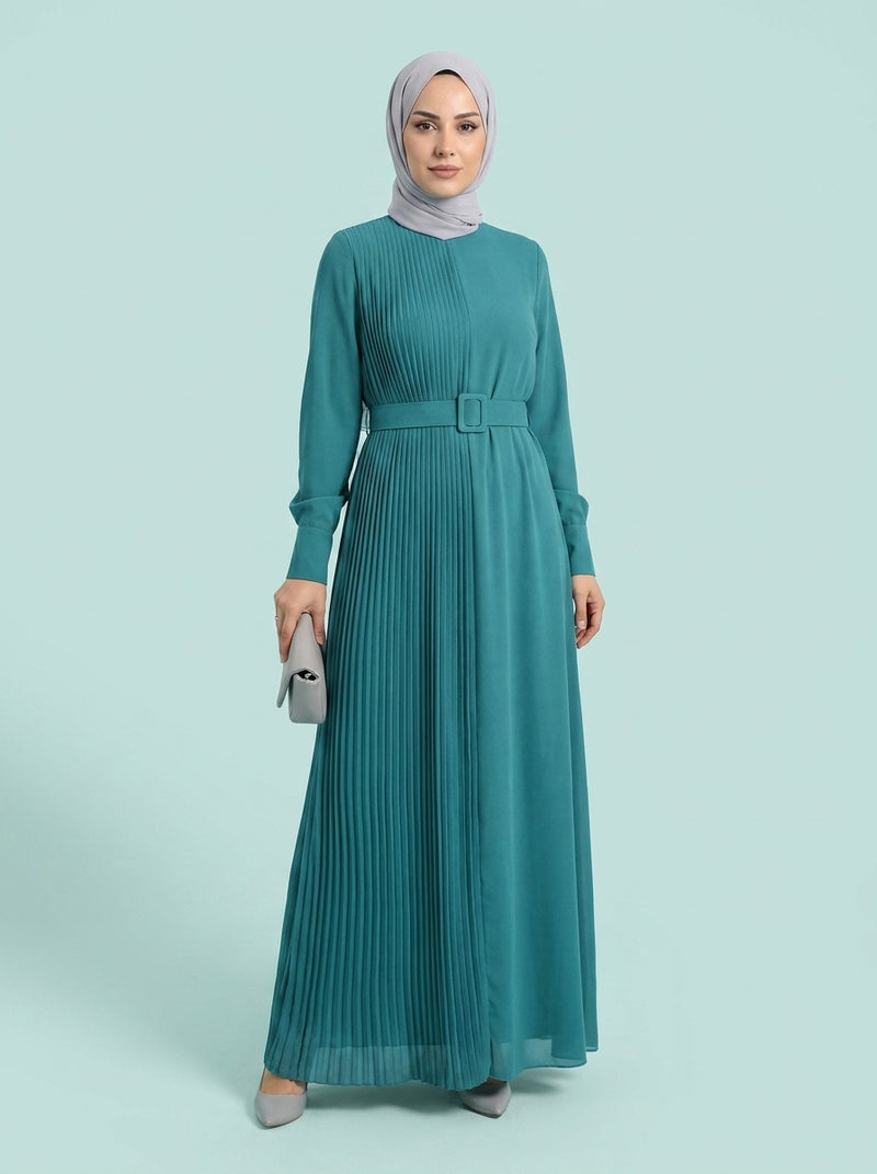 Asymmetric Pleated Slim Fit Dress