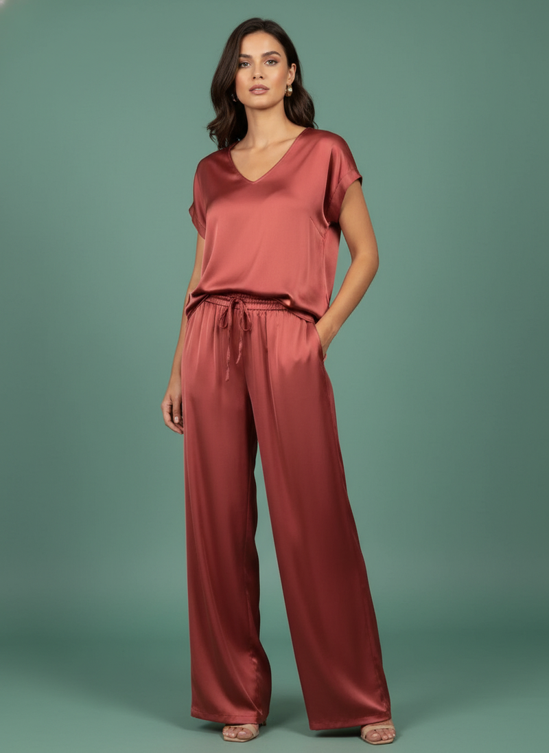 Loose Shirt Wide Leg Pants Suit