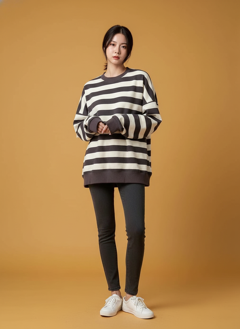 Striped Pullover Sweatshirt